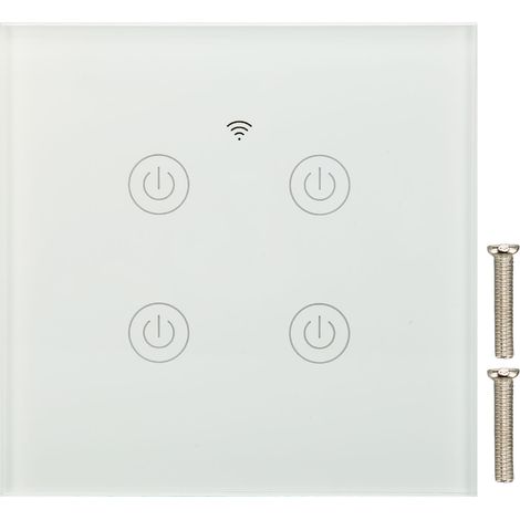 Interrupteur mural intelligent WiFi en verre trempé, télécommande sans fil, panneau mural connecté 100-240V (1/5)
