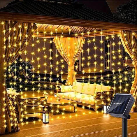 Guirnalda de luces LED con diseño de estrella, 3 metros de largo, 300 LED, solar.