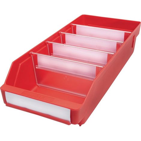Boîte pour étagère L400xl180xH95mm rouge PP (Par 20)