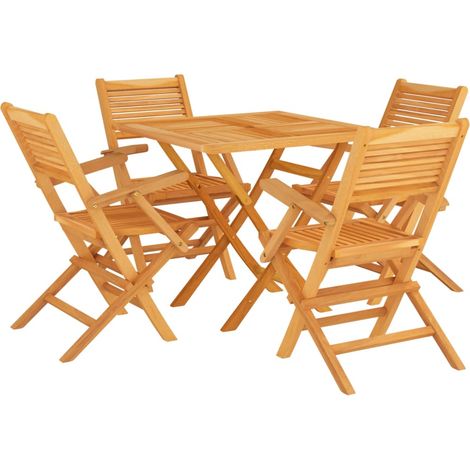 Maison Exclusive - 5-tlg. Garten-Essgruppe Massivholz Teak