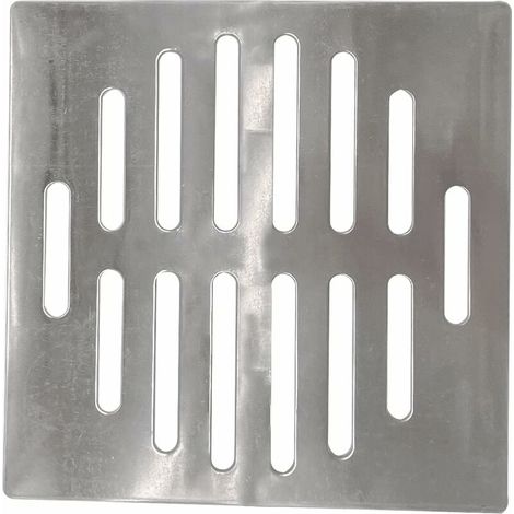 Tapa de desagüe de acero inoxidable, cuadrada, 15 cm, 14 agujeros, color plata (1/4)