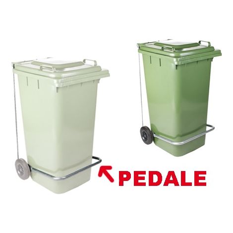 Pedale alza coperchio in acciaio per bidoni quadri con ruote per rifiuti - Per bidone 120 Lt. (1/6)