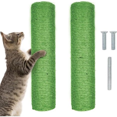 2 Pièces Poteau De Rechange Pour Arbre À Chat Poste Griffer Arbre Poteau Griffoir Corde Chanvre Chatons D'intérieur Grands Colonnes Vis Filetage Intérieur 7cm Diamètre Longeur 30cm Vert (1/5)