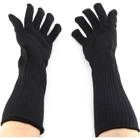 Gants anti-coupures en fil d'acier inoxydable avec poignets longs, protection des mains, poignets et avant-bras (1/5)