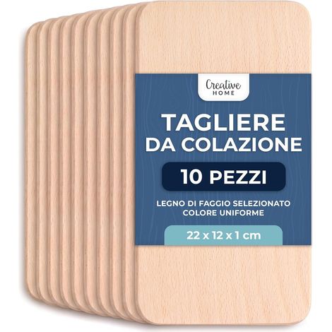 Creative Home Tagliere Legno Piccolo di Faggio, Set 10 Pezzi, 22 x 12 cm
Reversibile, per pane carne verdure e antipasti, tagliere da cucina e vassoio da portata, legno naturale, non oliato