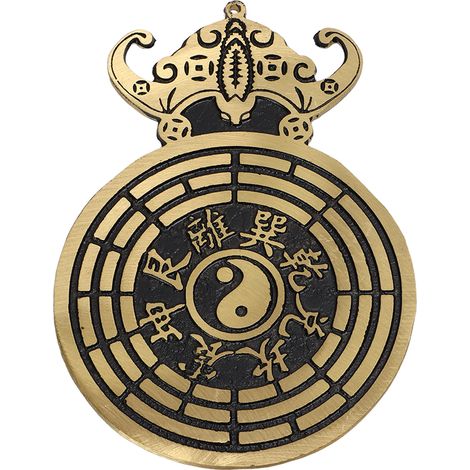 Pendentif Bagua en laiton motif chauve-souris, petit porte-bonheur Feng Shui décoratif portable pour cadeau d'emménagement. (1/5)