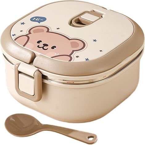 Irovami Boîte lunch inox 700ml – cuillère intégrée, étanche, école/bureau/camping (1/5)
