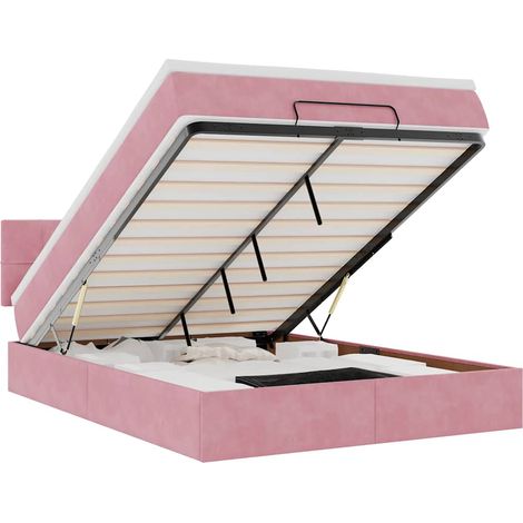 Maison Exclusive - Ottoman-Bett mit Matratze & LEDs Rosa 140x200