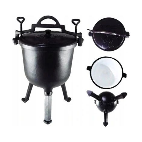 CHAUDRON DE CHASSE EN FONTE ÉMAILLÉ 10L KINGHOFF KH-2243 (1/5)