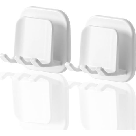 Porta spazzolini, set di 2 porta spazzolini da parete, porta spazzolini elettrici, porta spazzolini da appendere per bagno e cucina, materiale plastico, bianco, 53,6 cm (1/5)
