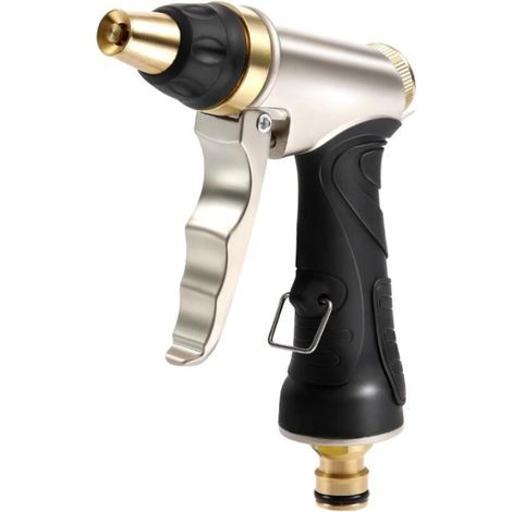 Pistolet d'Arrosage avec Buse en Laiton, Robuste et Haute Pression, Réglable de Jet à Pulvérisation, pour Laver la Voiture et les Animaux Domestiques, le Jardin/Nettoyage de Trottoir (1/5)