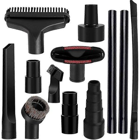 Ensemble de 12 accessoires universels pour aspirateur (3,2 cm) : brosse, rallonge, tube, embout, suceur plat, pour surfaces sèches et humides. WHBYV (1/4)