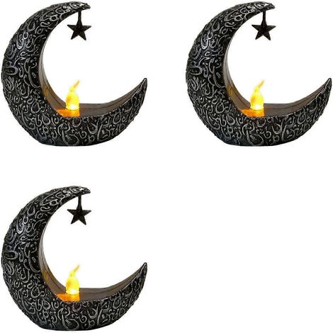 Lampe de table décorative style Ramadan (motif lune et étoiles) – Lanterne électronique à LED pour décoration intérieure (1/3)