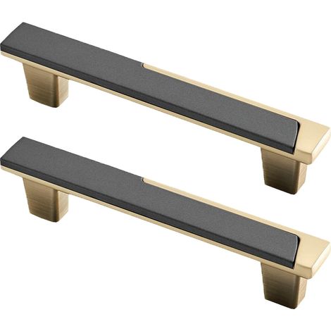 JSSEVN - Furniture Knobs, Cabinet Handles, Drawer Pulls, Door Knobs, 2 Pieces (Hole distance 128mm, Gold) (1/4)
