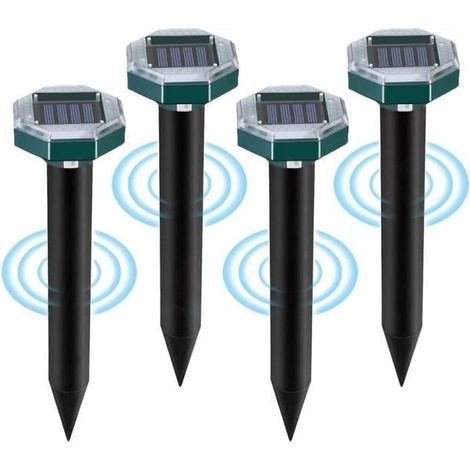 Taupe Solaire à Ultrasons, 4 Pièces Répulsif Solaire Ultrason, Répulsif Taupe Solaire, Répulsif Serpent Ultrason, IP65 Wasserdicht -