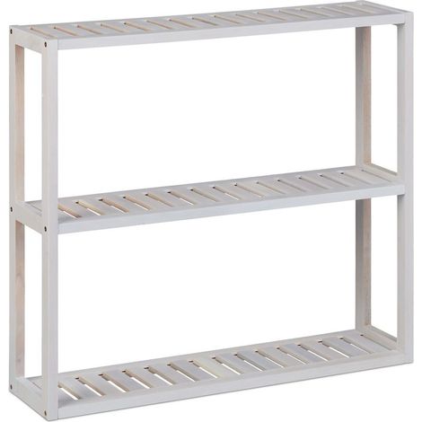1 étagère murale, 3 niveaux, bois noyer blanc, 54x60x15 cm, rangement salle de bain cuisine (1/5)