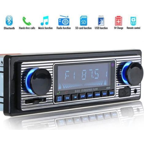 Autoradio Bluetooth - - Lecteur MP3 - Panneau en métal brossé - 4 canaux - Double-Din (1/4)