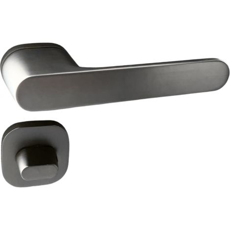 Poignées de porte sur rosace oblongue Canon de fusil / Gris anthracite - Modèle Marina à condamnation - SECURY-T