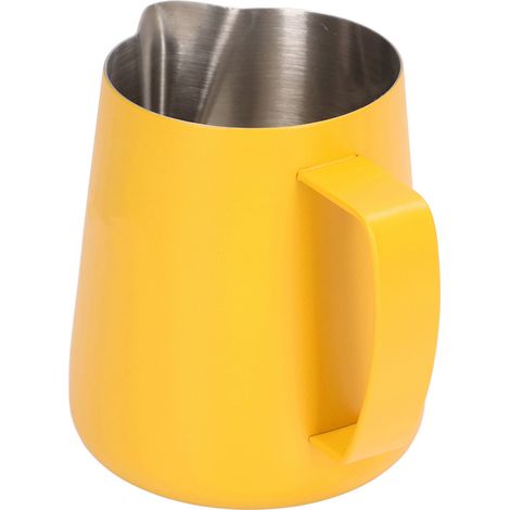 400ml revêtement téflon bec cygne verseur lait, pichet à motifs jaune pour latte art (1/5)