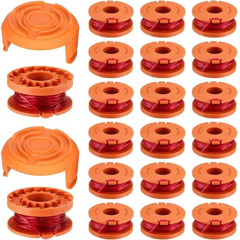 20-teiliges Ersatzspulen-Set für Rasentrimmer, 10-Fuß-Rasentrimmerspule, 0,065"-Ersatzspule für Rasenmäher für WA0010 (20 Spulen + 2 Kappen) (1/5)