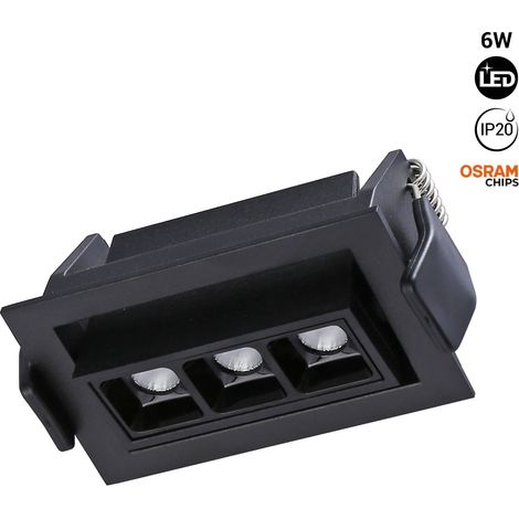 Foco Lineal LED Empotrable 6W - Orientable - UGR18 - CRI90 - - Blanco Cálido - Negro (1/5)
