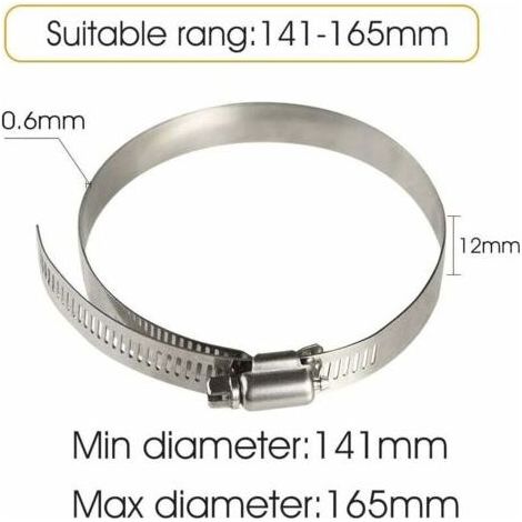 4Pcs 150 mm Collier de Serrage Tuyau Ajustable en Acier Inoxydable Pour Fixer Souples Durites (141mm-165mm) (1/4)
