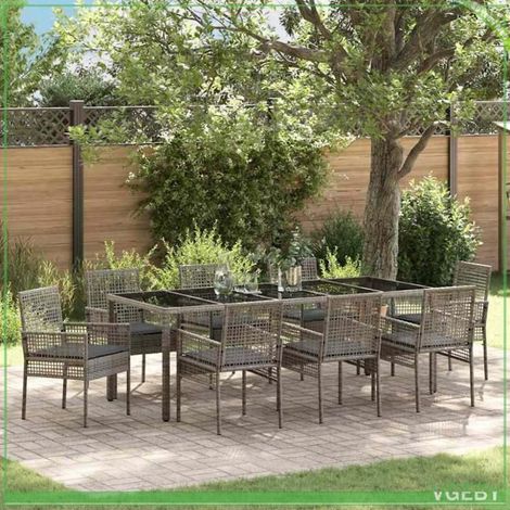 Ensemble de salle à manger pour jardin - FAF7291712451355 - Poly rattan gris - 8 personnes - Cadre acier revêtement poudre (1/5)
