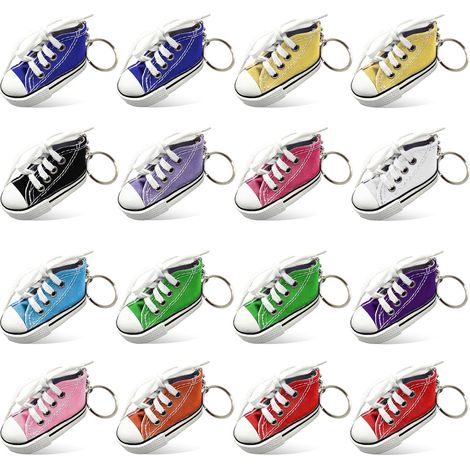 Set di 16 mini portachiavi a forma di sneaker, realizzati in tela, per chiavi, auto e borse, un'idea regalo per gli amanti delle scarpe, amici e familiari.