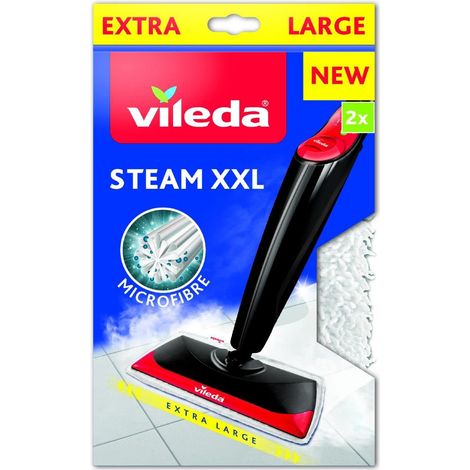 Vileda XXL 2 Panni Ricambio Bianchi, piastra larga 40 cm, Tessuto in microfibra progettato per sciogliere sporco, grasso e sostanze oleose. Il panno può essere riutilizzato e lavato in lavatrice a 60° (1/4)