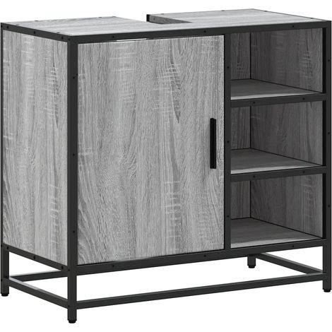 Armoire de lavabo rétro élégante salle de bain 65 x 33 x 60 cm avec espace de rangement en bois sonoma gris (1/5)