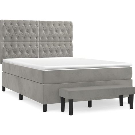 Maison Exclusive - Cama box spring con colchón terciopelo gris cl