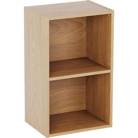 2 Niveau Cube Bibliothèque, Moderne Space-Saving Meuble de Rangement for Salon, Chambre Or Bureau, Autoportant Exposition Shelf, H54xW32xD24cm (Chêne) (1/5)