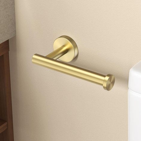 Porte-Papier Toilette Court Inox Or Brossé Fixation Murale Salle Bain (1/5)