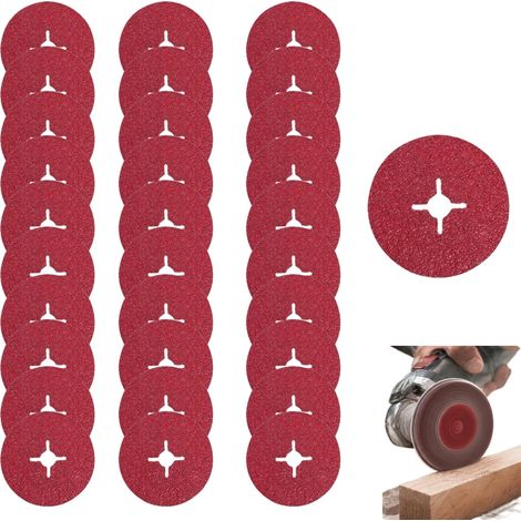 Lot de 30 disques abrasifs en métal pour meuleuse d'angle - Disques abrasifs en fibre - 125 mm - Grain 100 (1/5)