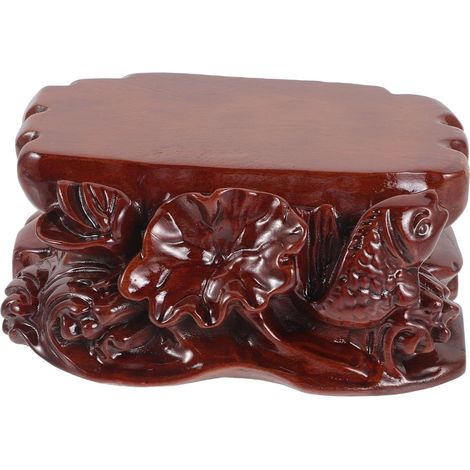 Présentoir En Bois Sculpté Lotus Petit, Socle En Bois Massif Naturel, Support De Sculpture Oriental, Piédestal Décoratif Pour Plantes Et Statues Bouddha, Usage Intérieur, (1/5)