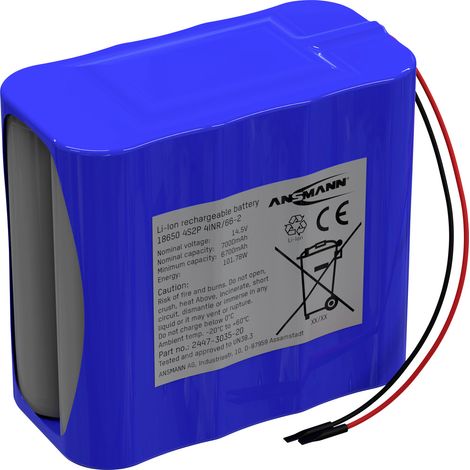 Ansmann 4S2P Akkupack 8x 18650 Kabel Li-Ion 14.4 V 7000 mAh
