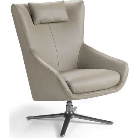 Fauteuil rotatif rembourré en similicuir avec pieds acier inoxydable - Vison (1/5)