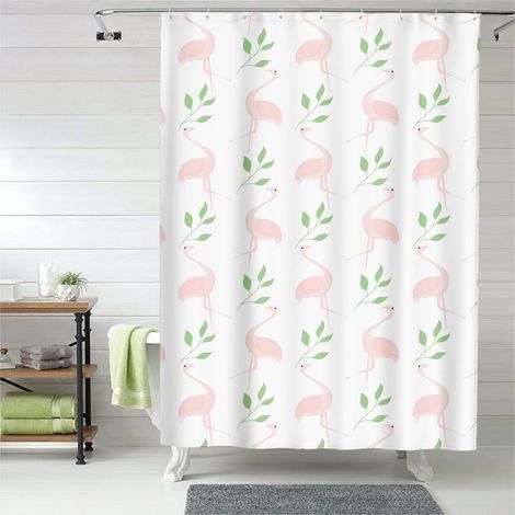 Rideau de douche motif flamant rose artistique, tissu imperméable,90x180 cm,Polyester,Rose (1/5)