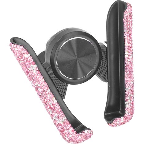 Support de téléphone de voiture à strass, fixation pour téléphone portable, réglable, universel pour femmes et filles, rose (1/5)
