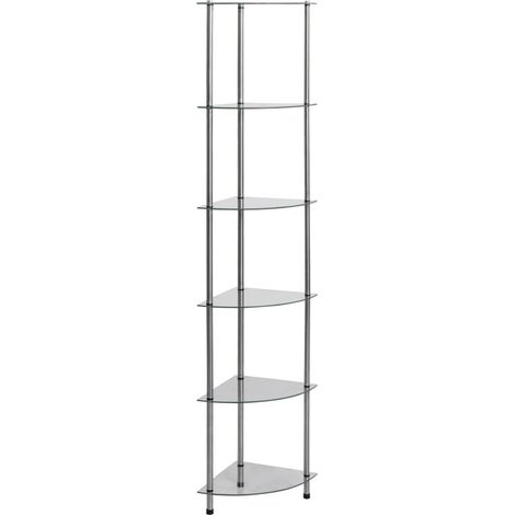 Étagère à 6 niveaux Transparent 30x30x160 Verre trempé (1/5)