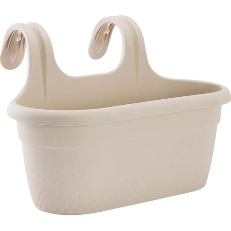 Vaso Per Fiori Fioriera Da Appendere Rettangolare Balconiera Ringhiera Terrazzi Balcone Design Moderno Vaso Piante Fiori Panna (1/3)