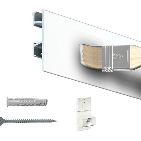 Cimaise Click Rail Pro + clips de fixation + vis & chevilles multimatériaux - Cimaise Tableau Artiteq Blanc mat à peindre