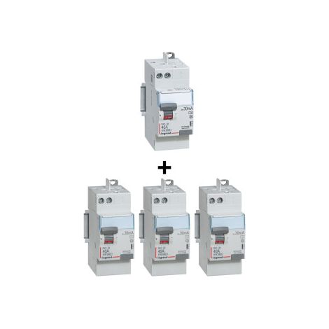 Legrand - LOT de 4 Inter Diffu00e9rentiels DX3 - AUTO - 3ID 40A AC - 1ID 40A A - Ru00e9f. : 411632x3 + 411638 (1/5)