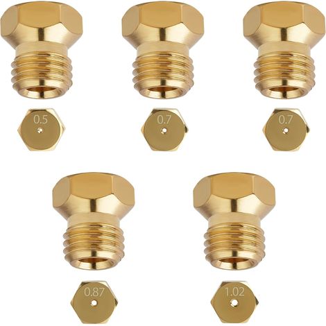 5 Pièces Gicleur gaz Butane, Injecteur de Gaz Gicleur Bouteille Kit de Conversion, Gicleurs pour Gaz Butane et Propane, Injecteurs Universels pour Cuisinière à Gaz, Gicleur de Propane (1/5)