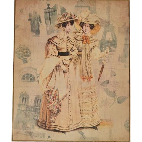 Cuadro Art Nouveau antiguo de una dama con sombrero en París. (1/5)