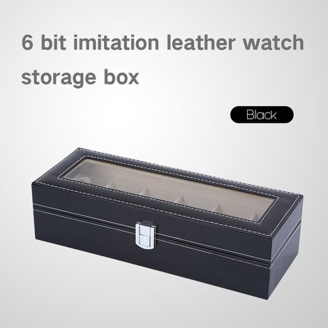 Coffret de rangement pour montres, bijoux et bracelets en cuir PU à 6 compartiments (1/5)