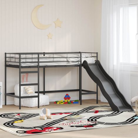 Kinder-Loftbett mit Rutsche Schwarz und Anthrazit 90 x 190 cm (1/5)