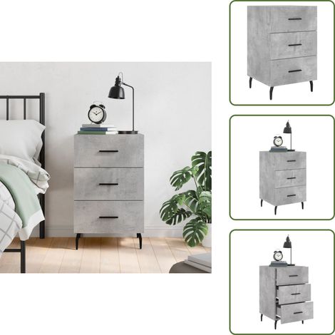 The Living Store Nachttisch Betongrau 40x40x66 cm Holzwerkstoff - Holzwerkstoff