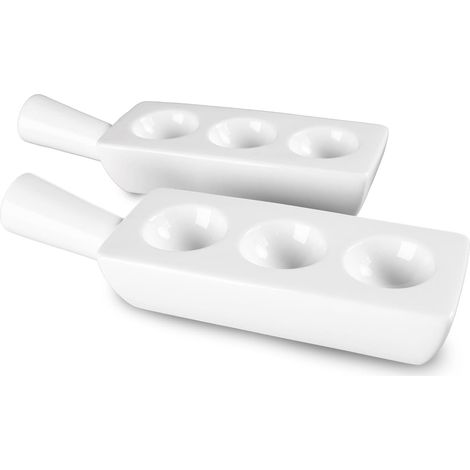 Lot de 2 Assiettes à escargots, Céramique, 3 cavités, Poignée, Compatible four, Micro-ondes, Lave-vaisselle, Restaurant (1/5)