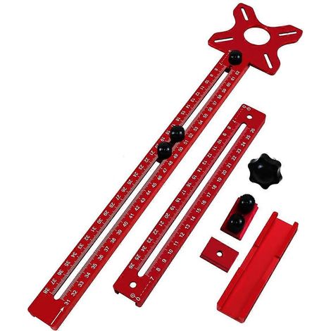 Support de rainurage pour défonceuse, gabarit de découpe de cercles de rayon 9-61 cm, rouge (1/5)